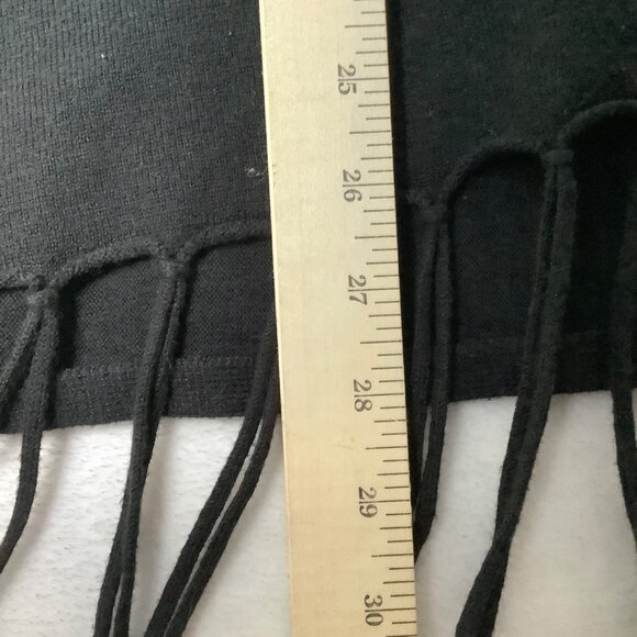 Michael Michael Kors Black Knit Poncho Sweater Boho Fringe Hem Women S/M Staple - Picture 8 of 9